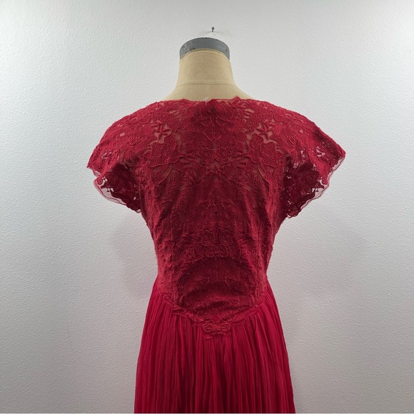 Intimately Free People Red Lace Maxi Dress Deep V-Neck Size XS - Picture 4 of 6